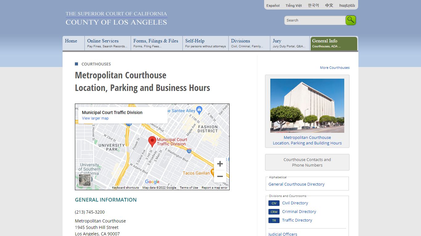 Contacts and Locations - LA Court - Los Angeles County Superior Court